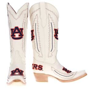 Vaccari Women's Naomi Western Game Day Leather Boots Auburn Tigers -Bone Size 9